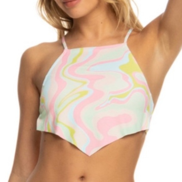 Roxy Other - Roxy Tropics Hype Crop Top Bikini Top in Ambroisia Swirl SZ S NWT